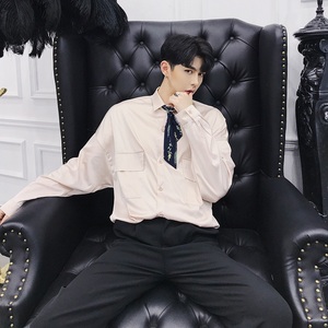 19春秋气质领结配饰藕色男长袖衬衣A345-1010-P75，男装衬衫，电商A345