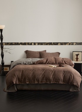 2026春夏全棉色织工艺双层纱四件套简约侘寂风床上用品bedsheet