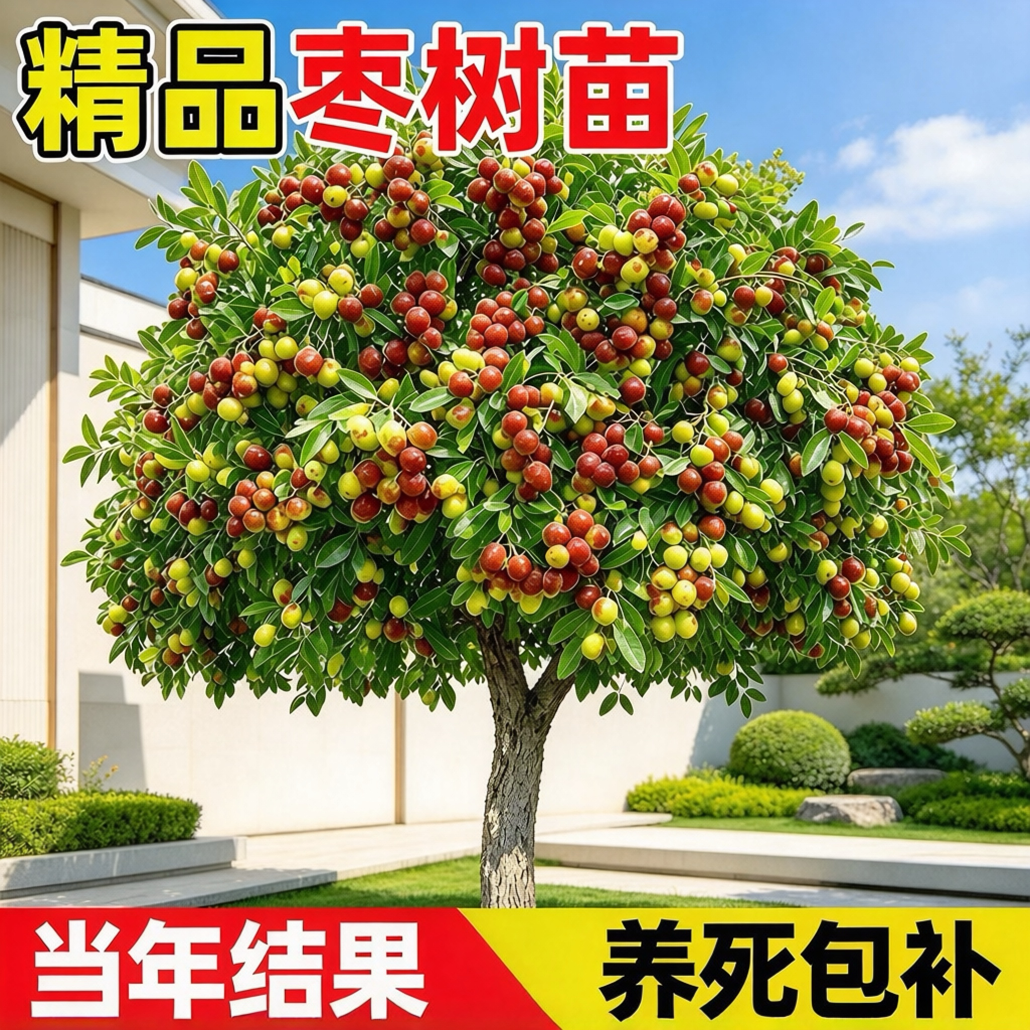 精品冬枣树苗嫁接枣树活苗带土球南北方种植特大超甜当年结果树苗