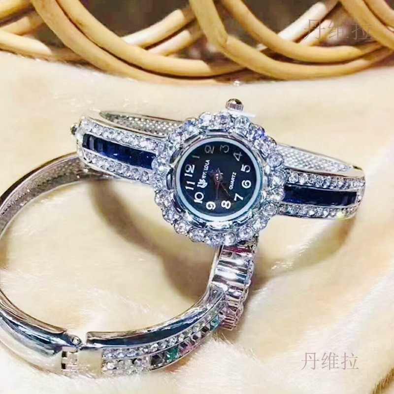 新款日韩手镯手表镶锆石时尚满钻百搭学生女式石英腕表送闺蜜礼物