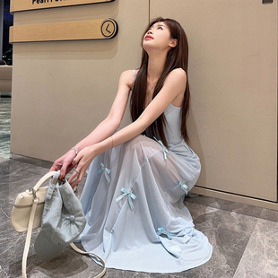 欧若风穿搭长裙显瘦显高气质性感法式掐腰连衣裙温柔风夏日吊带裙