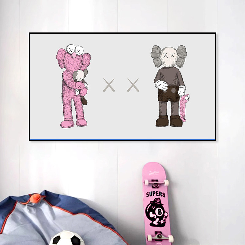 KAWS潮牌捂脸公仔挂画潮流卡通画
