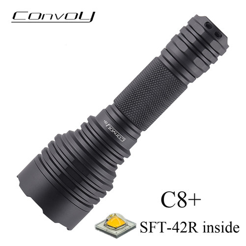 Convoy毛裤C8+手电筒配SFT-42R Led强光远射露营钓鱼安防迅雷照明