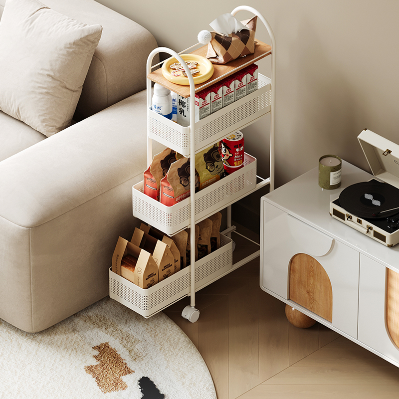 格美居夹缝置物架厨房冰箱侧面抽拉小推车多层调料极窄缝隙收纳柜