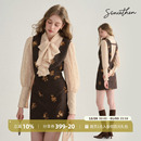 背心裙棕色裙子秋冬穿搭 富家千金连衣裙冬季 sincethen 小香风套装