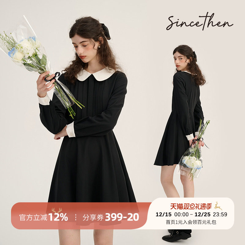 sincethen法式娃娃领连衣裙女秋