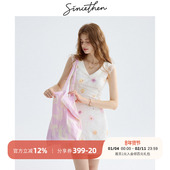 sincethen碎花连衣裙法式 吊带裙度假穿搭无袖 短裙高级感裙子女夏