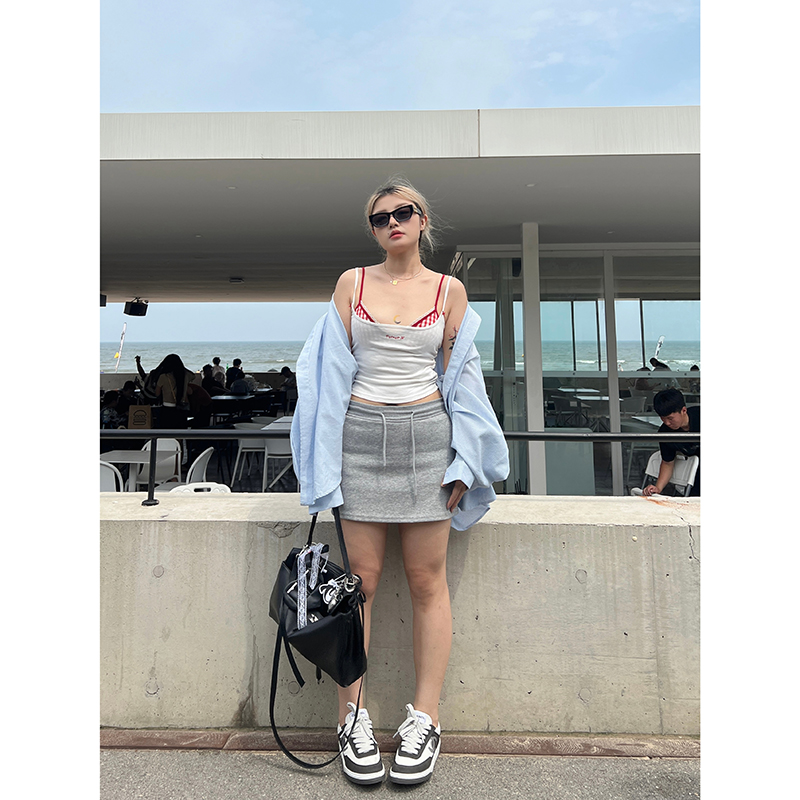 LTGIRL短裙a字型欧美抽绳半身裙