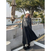 LTGIRL2024秋冬大码 半身裙 简约纯色显瘦加厚百褶保暖百搭基础款