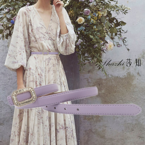 莎知女钻二层牛皮合金腰带
