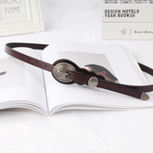 裤 复古腰带女士雕花真皮纯牛皮百搭连衣裙装 饰牛仔裤 带民族风皮带