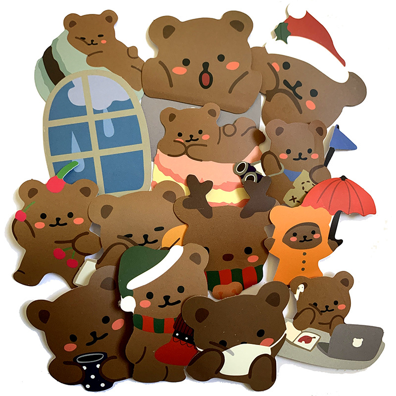 装饰小图案熊可爱防水手账ipad手机贴画笔记本水杯保温杯手机壳粘贴纸