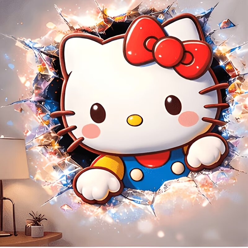 3D破墙HelloKitty防水遮划痕贴