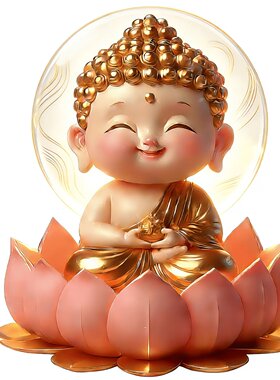 软萌小金佛坐莲平安车贴