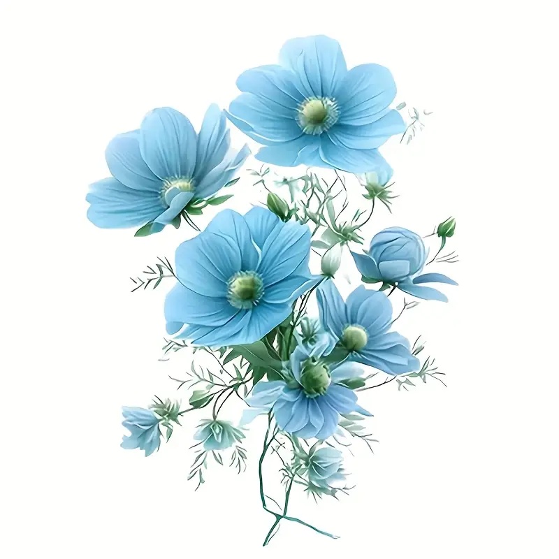 浅蓝色玫瑰花朵贴纸可爱汽车