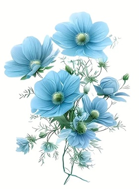 浅蓝色玫瑰花朵贴纸可爱汽车身划痕遮挡个性创意电动车摩托贴画贴