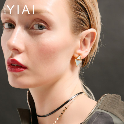 逸爱韩国冷淡风三角形耳钉短发耳环 女ins气质