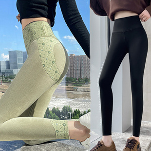 外穿打底瑜伽裤 女胖mm200斤高腰收腹提臀加绒加厚冬季 鲨鱼裤 大码