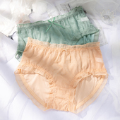 大码 纯棉裆无痕柔软透气三角裤 内裤 女胖mm200斤中腰性感蕾丝薄款