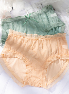 大码内裤女胖mm200斤中腰性感蕾丝薄款纯棉裆无痕柔软透气三角裤