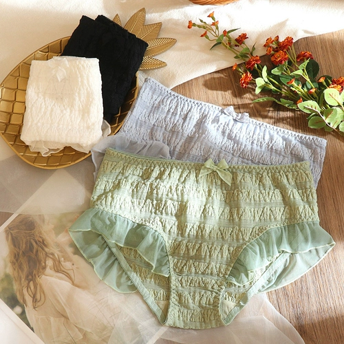 Нижнее белье, кружевные штаны, японские милые хлопковые дышащие тонкие трусы, большой размер, средняя посадка