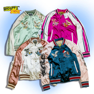 量少牛货日本复古横须贺仿真丝朋克撞色重工刺绣棒球服夹克短外套