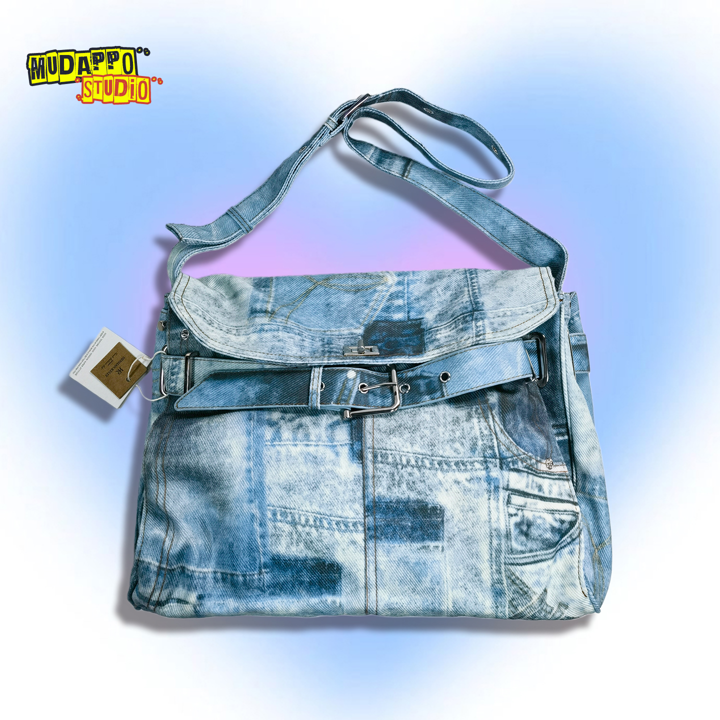 个性单肩斜挎包大容量牛仔托特包