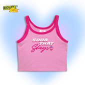 量少 吊带背心大码 美国单美式 复古少女粉字母印花Y2K辣妹甜美短款