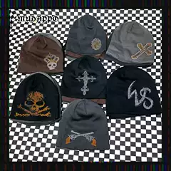 Only One Batch, High-Quality Export Goods, Trendy Swag Hot Girl Cross-Stitched Rhinestone Beanie, Trendy Knitted Slouchy Hat