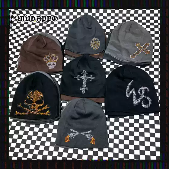 Only One Batch, High-Quality Export Goods, Trendy Swag Hot Girl Cross-Stitched Rhinestone Beanie, Trendy Knitted Slouchy Hat