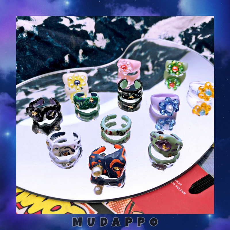 辣妹滴油金箔炫彩高级感开口戒指