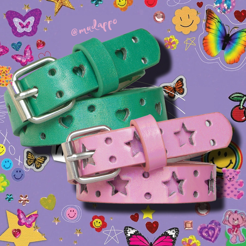 原宿y2k辣妹decora镂空镭射皮带