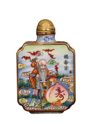 御赐品 Jingtai Blue Painting Эмаль гладкая бутылка для подарков подарка для подарков пожилым