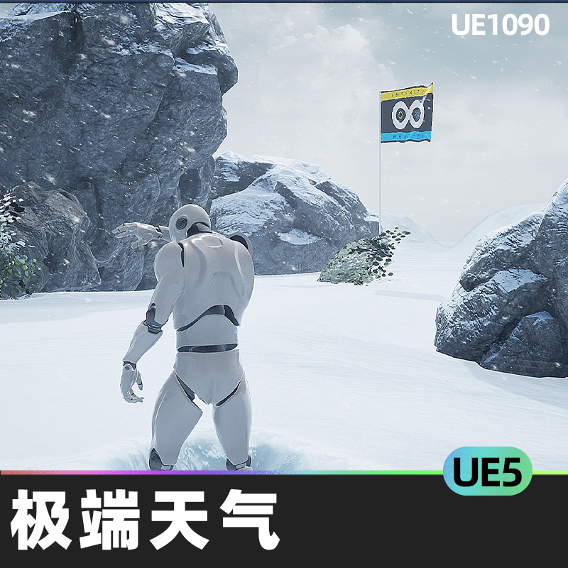 Infinity Weather无限天气蓝图降水地面灰尘旗帜树木温度虚幻UE5