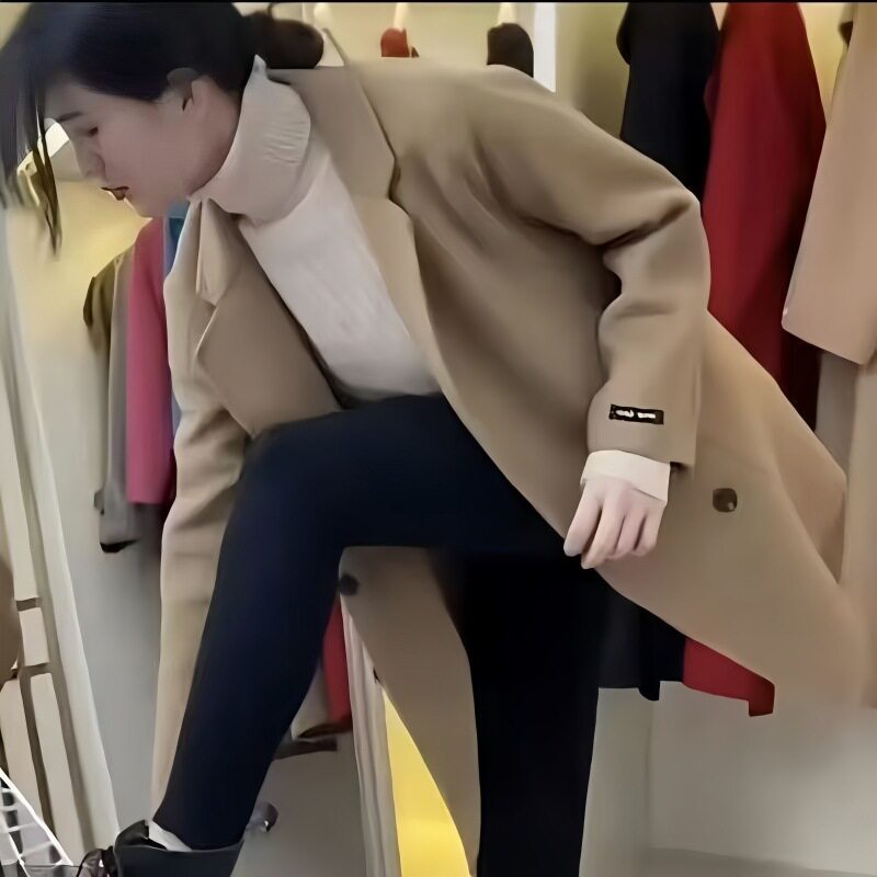 秋冬双面呢大衣女中长款2026新款妈妈装修身显瘦气质毛呢子外套潮