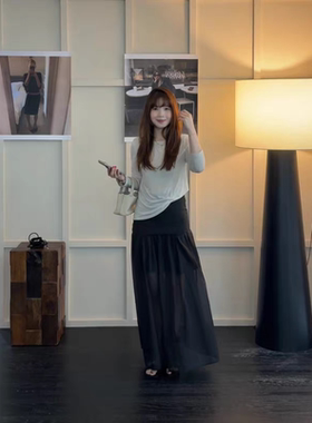 Montrue2026夏季新品韩系穿搭爆款屁帘假两件长款半身裙  Q8003