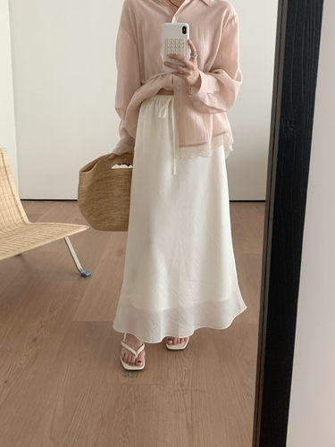 TE春夏韩版实力爆单王上身纸片人微A斜纹天丝巨显瘦半身裙  T4712