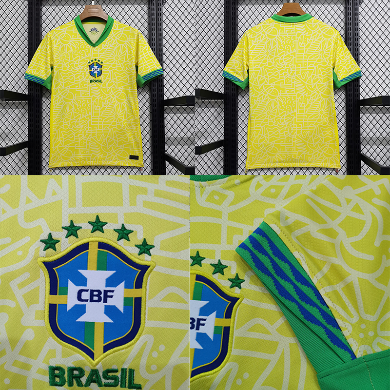 巴西国家主场足球服球衣加大肥2024-25 Brazil home jersey shirt