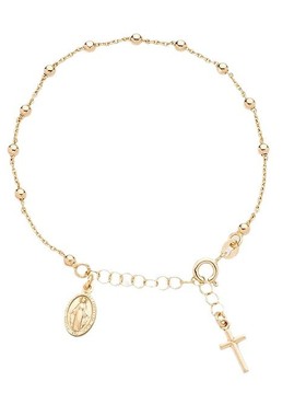 时尚金珠链十字架吊坠手链