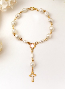 玫瑰十字念珠手链龙虾扣