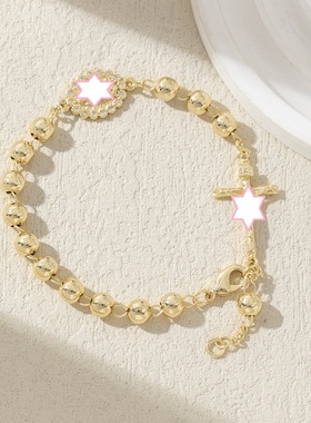 金属极简几何圆圈十字架手链