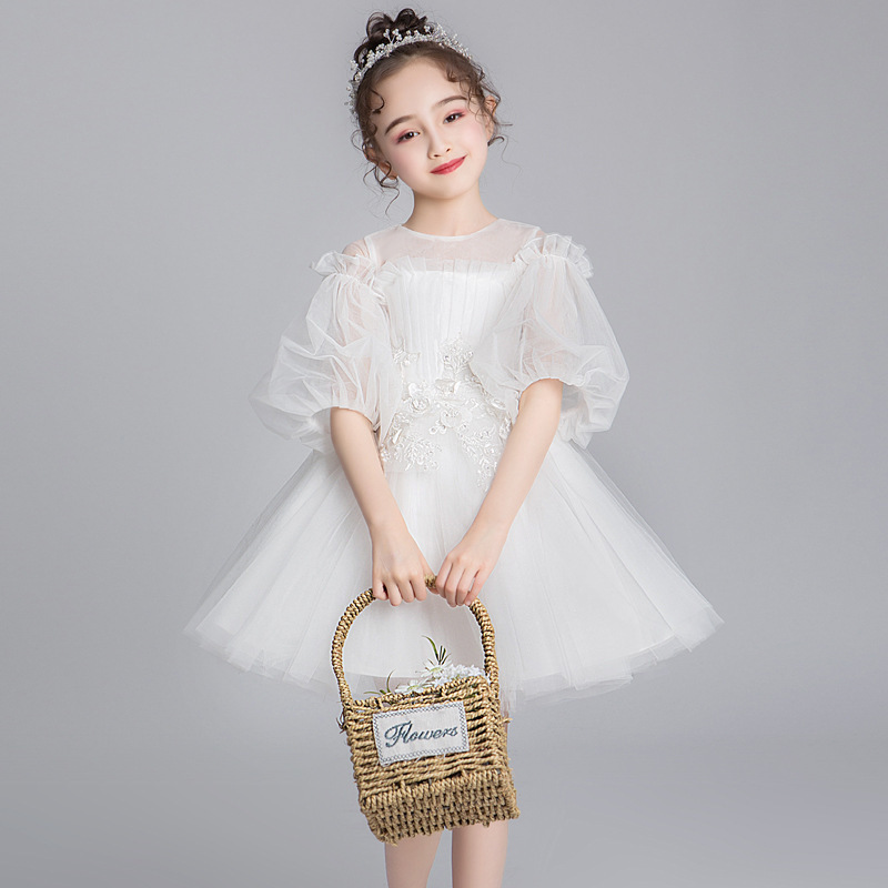 高级感女童晚礼服蓬蓬纱小孩花童婚纱儿童演出服洋气日常童礼服