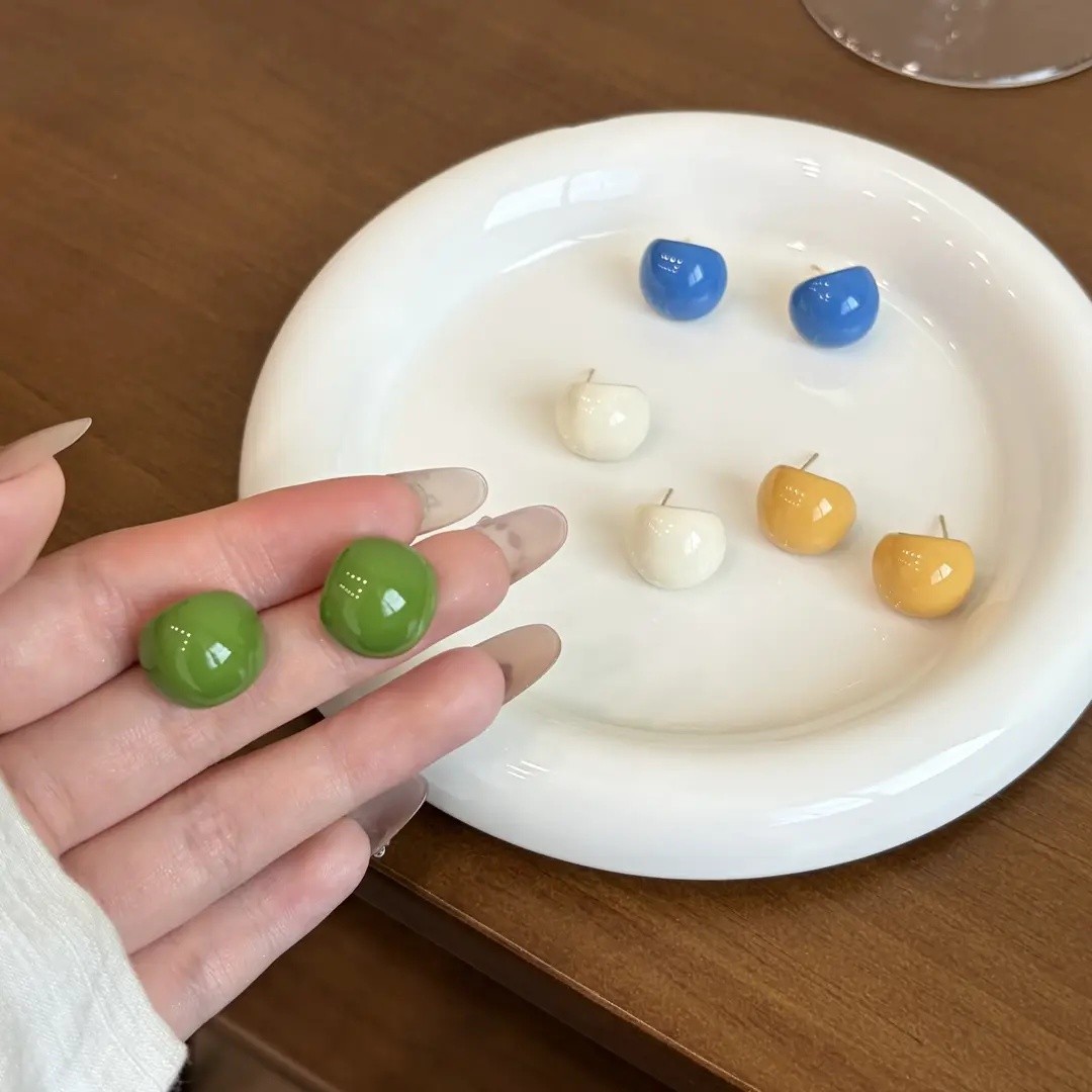 合金珐琅耳饰 铜合金铜耳饰 新款滴釉耳钉小众高级感气质耳环SJ