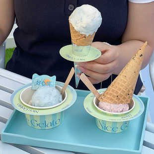 网红冰淇淋杯一次性gelato冰激凌球纸碗外带酸奶纸杯防滴杯圈印刷