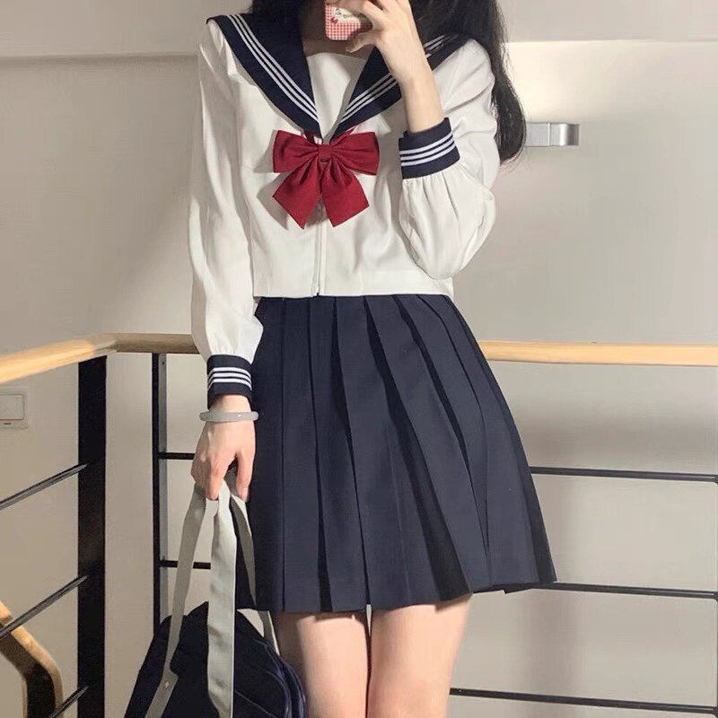 原创jk制服套装正版日系水手服基础款白三本学院风裙子套装秋冬女