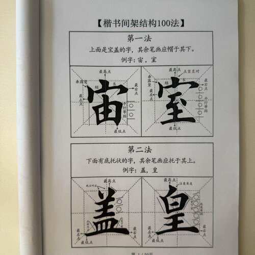 欧体楷书间架结构100法毛笔字帖初学入门成人临摹练字帖田英章