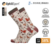 UPHILLSPORT美利奴羊毛袜L3复古图案透气休闲运动袜E9747 新品
