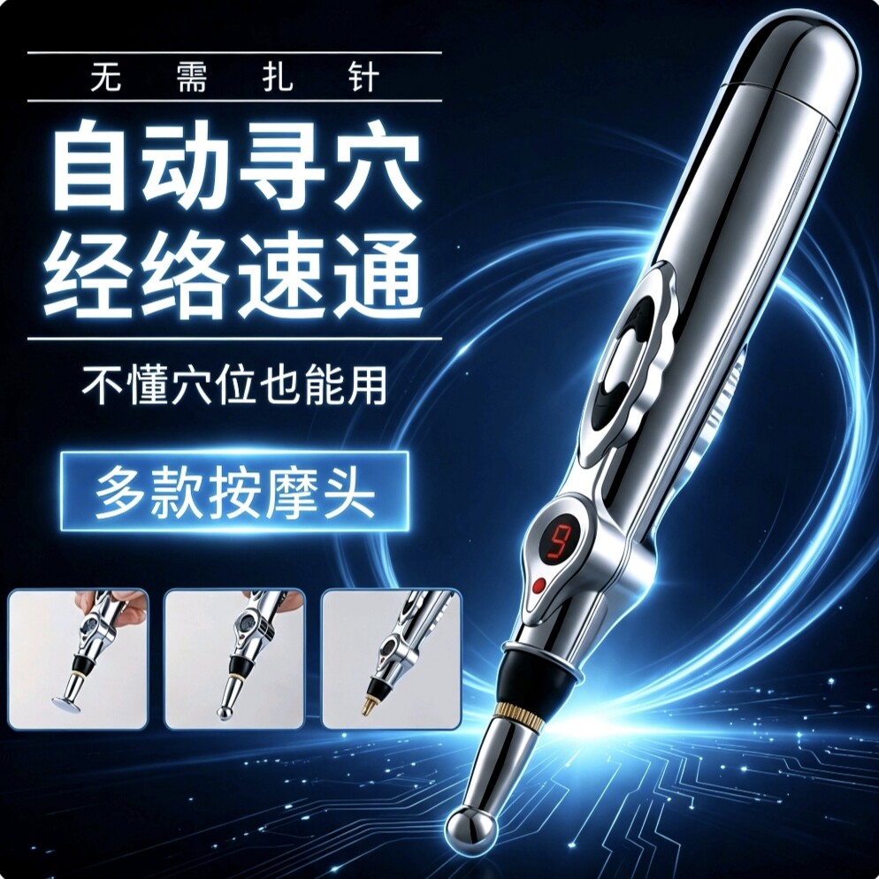 多功能微电经络针灸笔电脉冲保健按摩点穴棒充电穴位经络笔理疗仪