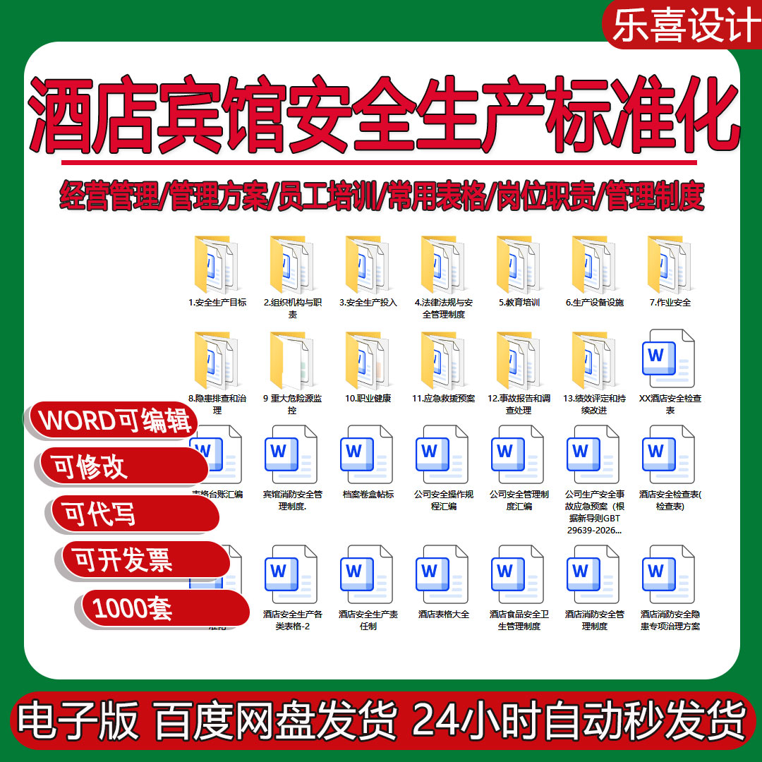 酒店宾馆安全生产标准化全套资料应急预案管理制度台账电子版资料