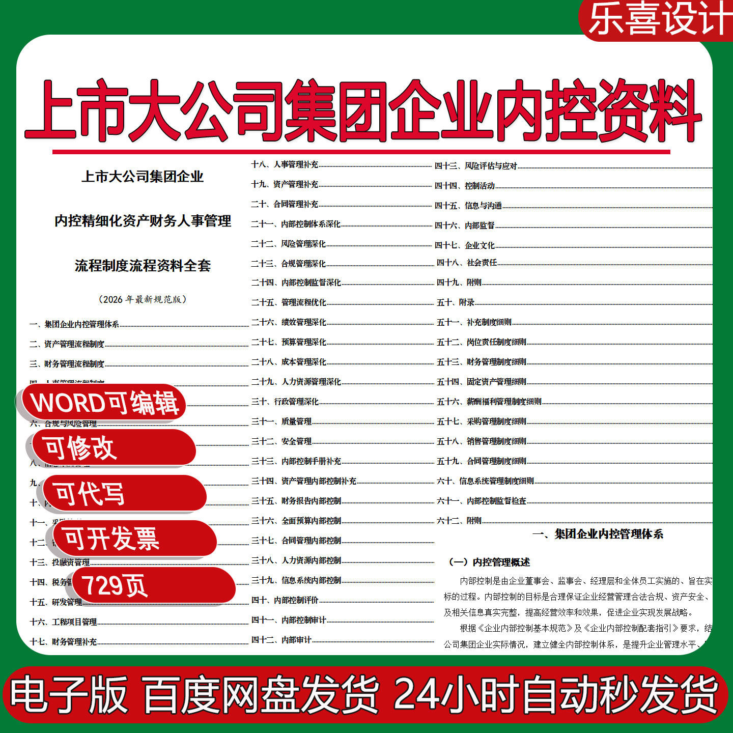 上市公司集团企业内控精细化资产财务人事管理流程制度流程word